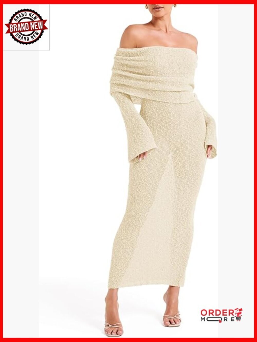 Off Shoulder Sheer Bell Sleeve Maxi Beach Coverup Dress